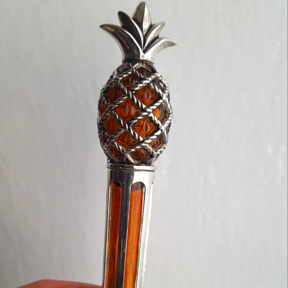 🍍Vtg Pineapple Amber Serving Utensils
